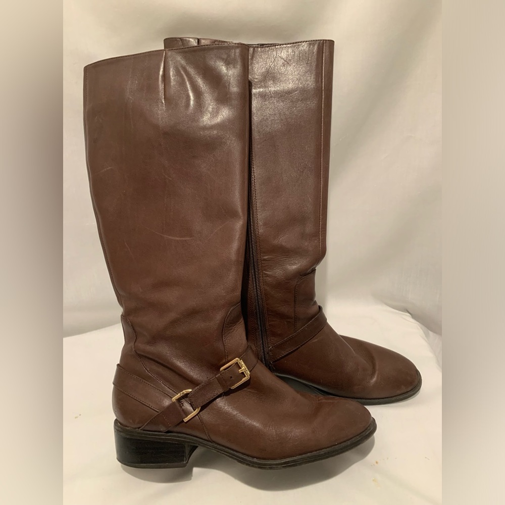 Ralph Lauren Women’s Mila Boot Tall Brown Leather 8B - Picture 2 of 4